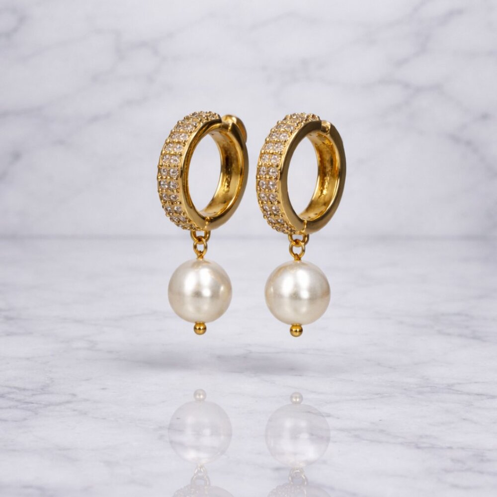"Nancy" Freshwater Pearl Hoop Earrings